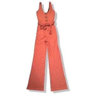 Fashion Nova Wide Leg Waist Tie Jumpsuit Size S Pink